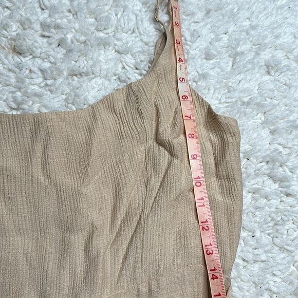 GB Beige Ruffle Wrap Mini Dress Muslin Material Tank Dress Sundress Neutral - Picture 6 of 7
